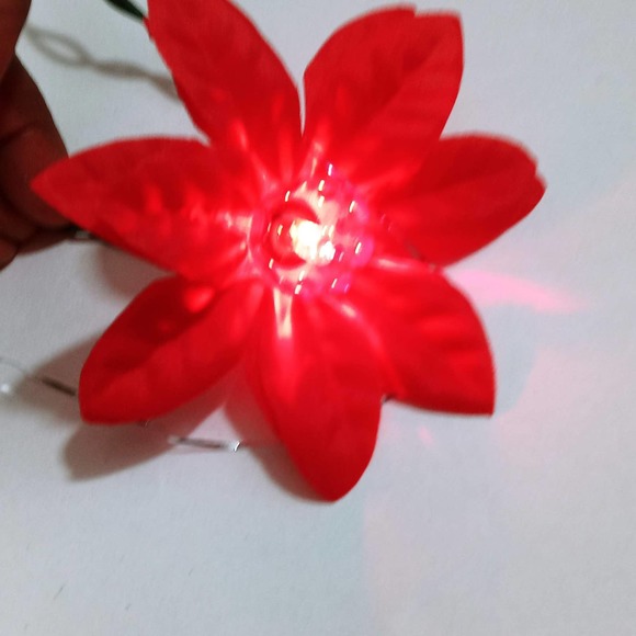 Vintage Noma Midget Lite Silk Poinsettia Set 20 Lights 34ft (hsu) - Picture 2 of 10